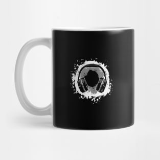 Headphones Art, Black & White Mug